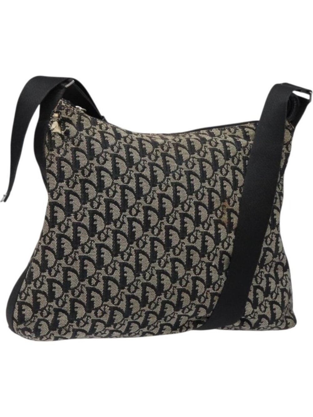 Christian Dior Trotter Canvas Shoulder Bag Navy Silver